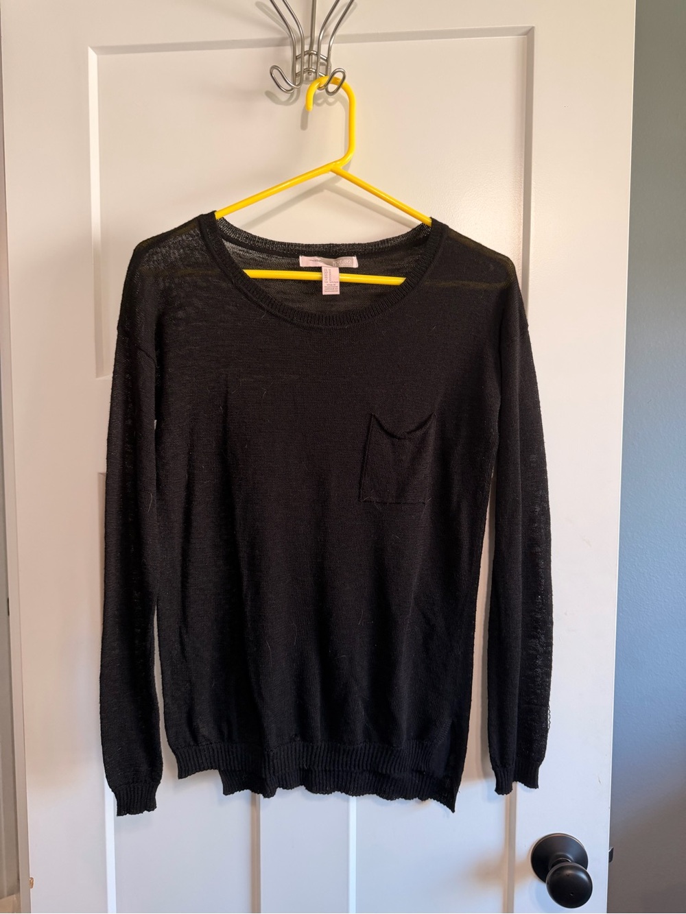 Forever 21 Sheer Black Lightweight Crewneck Sweater